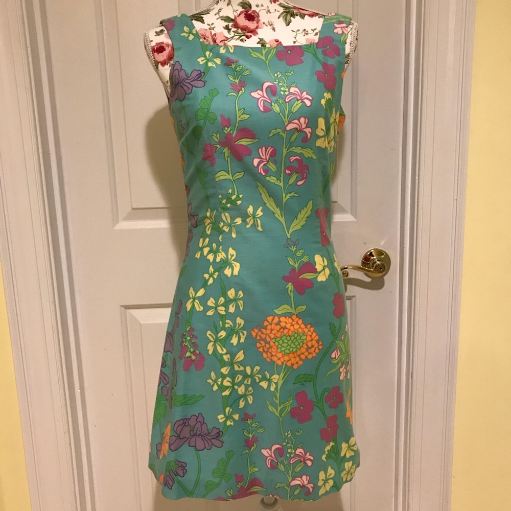 Lilly Pulitzer vintage blue floral  shift  size 2